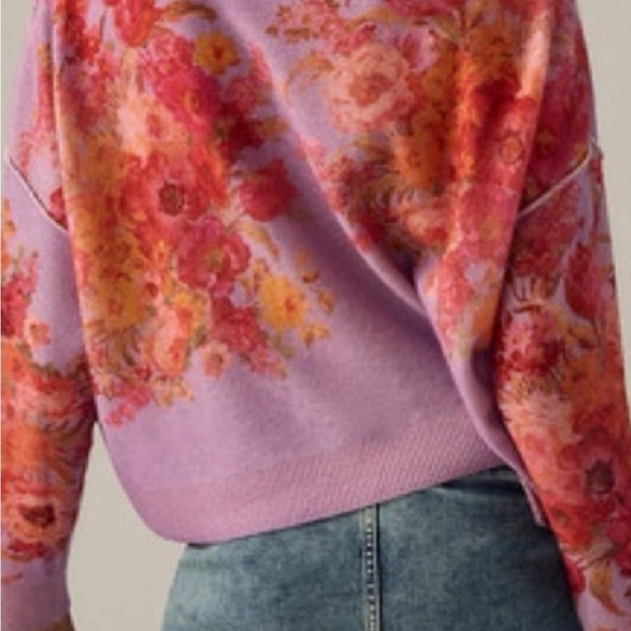 Pilcro Floral Pink and Purple Sweater - Picture 2 of 4